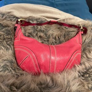 Coach dark pink red leather bag